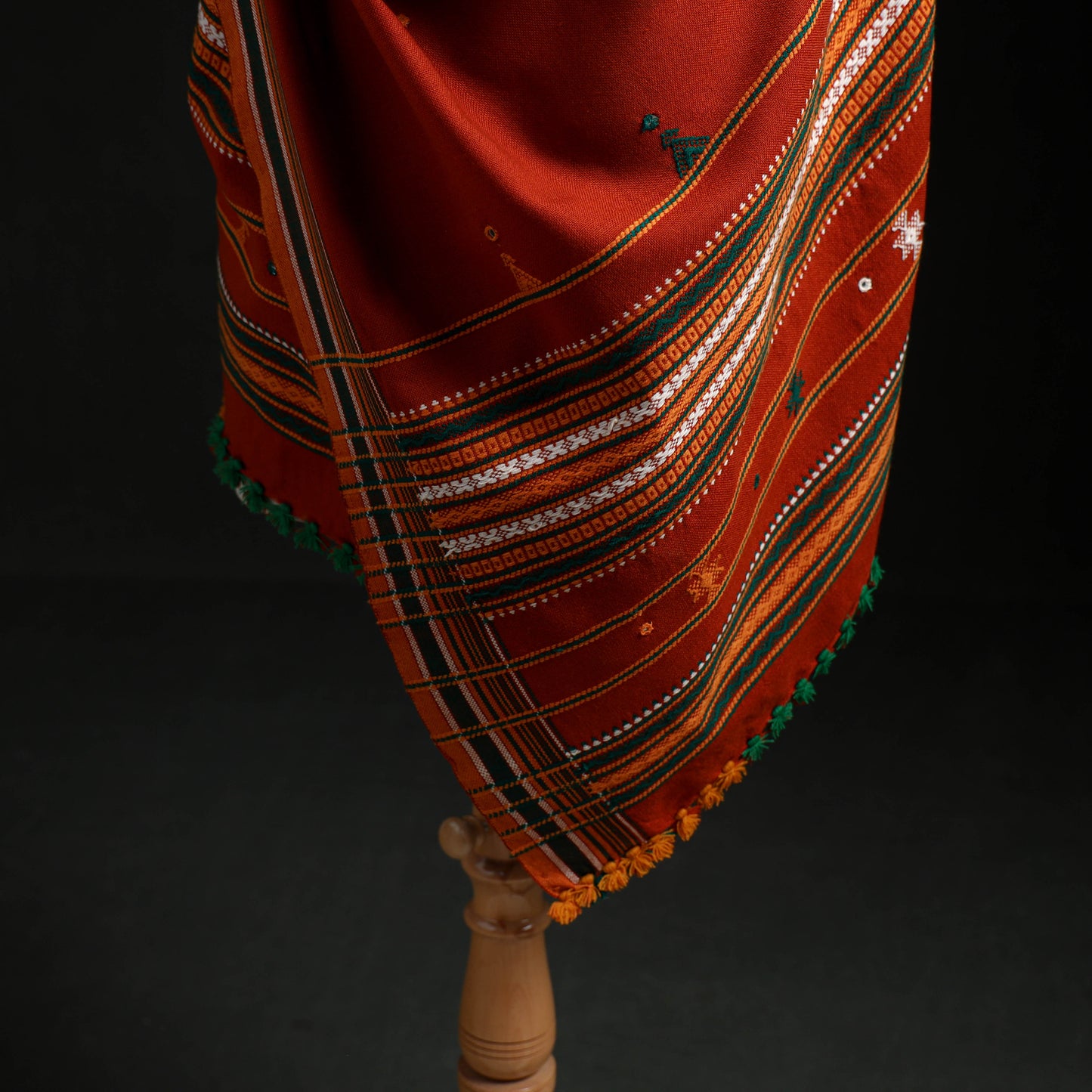 Kutch Handwoven Mirror Work Acrylic Wool Shawl 07