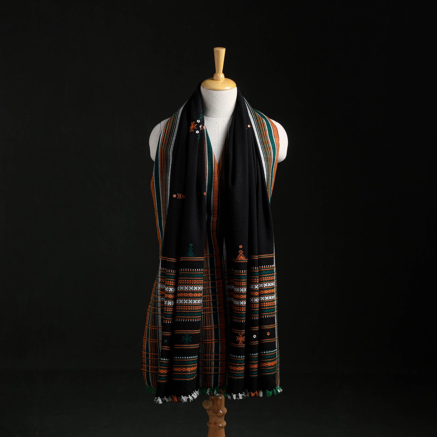 Kutch Handwoven Mirror Work Acrylic Wool Shawl 09