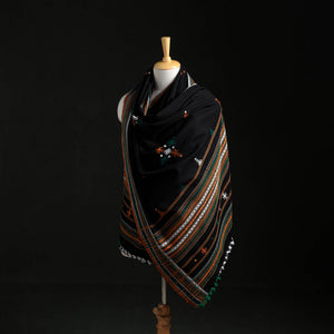 Black - Kutch Handwoven Mirror Work Acrylic Wool Shawl 09