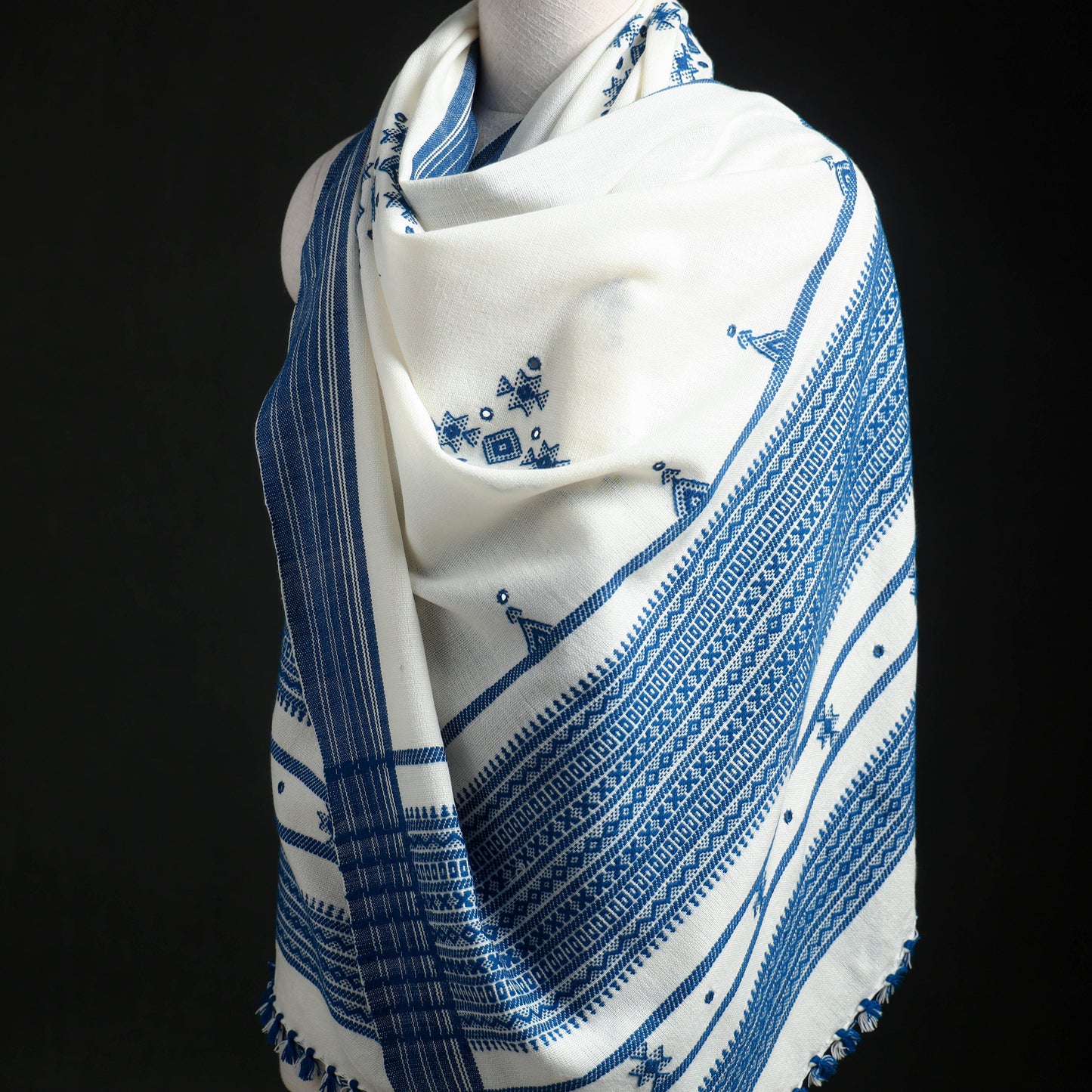 Kutch Handwoven Mirror Work Acrylic Wool Shawl 11