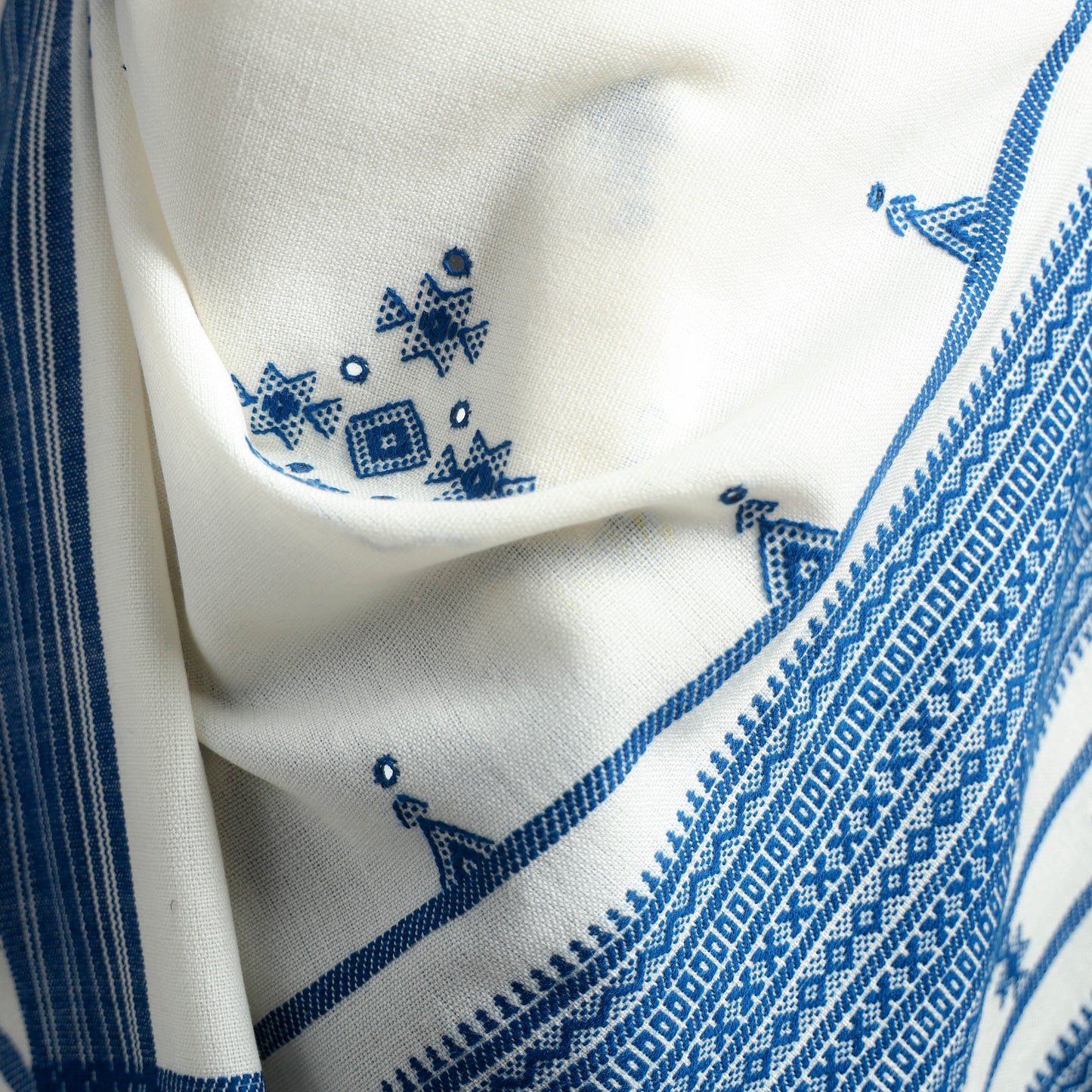 Kutch Handwoven Mirror Work Acrylic Wool Shawl 11