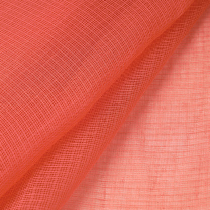 Orange - Kota Doria Weaving Plain Cotton Fabric 11
