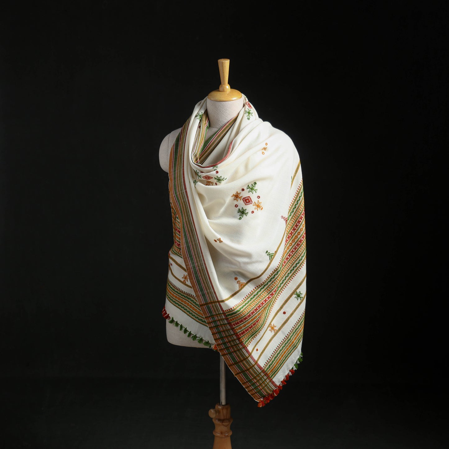 Kutch Handwoven Mirror Work Acrylic Wool Shawl 12