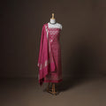 Banarasi Silk Cotton Zari Work Unstitched Dress Material: Kurta, Bottom & Dupatta 01