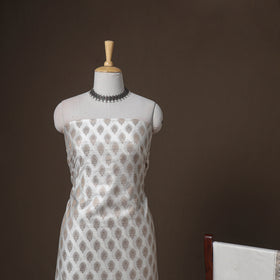 Banarasi Silk Cotton Zari Work Unstitched Dress Material: Kurta, Bottom & Dupatta 06
