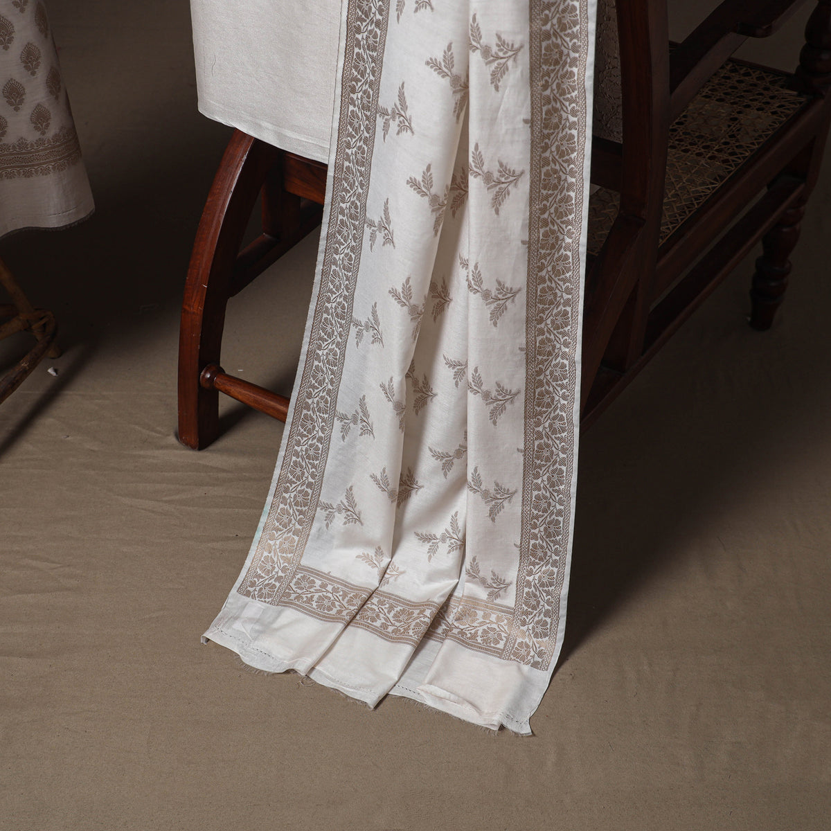 Banarasi Silk Cotton Zari Work Unstitched Dress Material: Kurta, Bottom & Dupatta 06