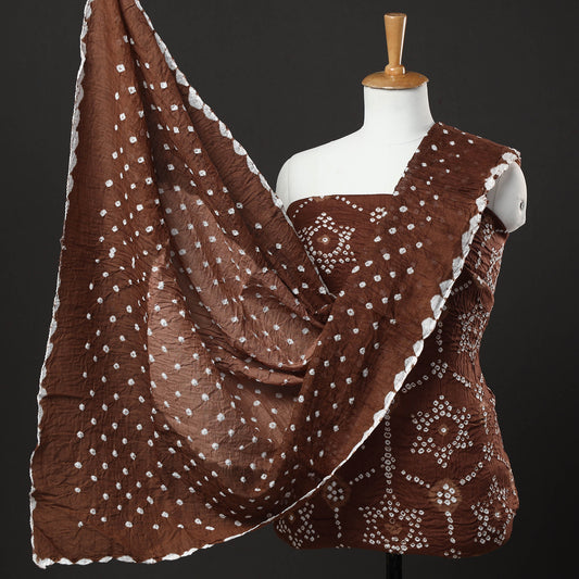 3pc Kutch Bandhani Tie-Dye Satin Cotton Suit Material Set 181