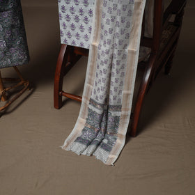 Floral Sanganeri Print Maheshwari Silk Unstitched Dress Material: Kurta, Bottom & Dupatta 03
