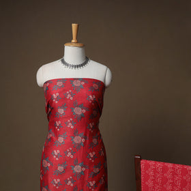Floral Sanganeri Print Maheshwari Silk Unstitched Dress Material: Kurta, Bottom & Dupatta 04