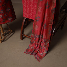 Floral Sanganeri Print Maheshwari Silk Unstitched Dress Material: Kurta, Bottom & Dupatta 04