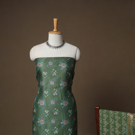 Floral Sanganeri Print Maheshwari Silk Unstitched Dress Material: Kurta, Bottom & Dupatta 05