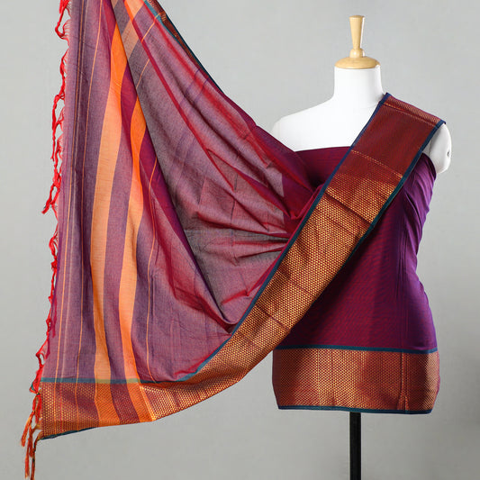 Purple - 3pc Dharwad Cotton Suit Material Set 10