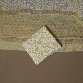 Floral Sanganeri Print Maheshwari Silk Unstitched Dress Material: Kurta, Bottom & Dupatta 06