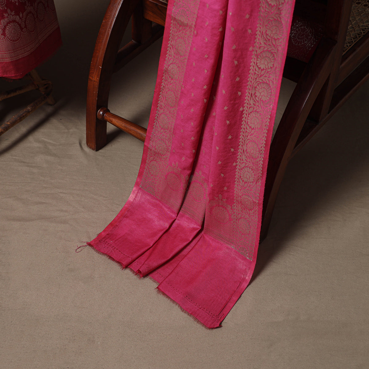 Banarasi Silk Cotton Zari Work Unstitched Dress Material: Kurta, Bottom & Dupatta 13