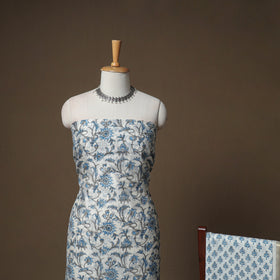 Floral Sanganeri Print Maheshwari Silk Unstitched Dress Material: Kurta, Bottom & Dupatta 08