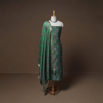 Floral Sanganeri Print Maheshwari Silk Unstitched Dress Material: Kurta, Bottom & Dupatta 10