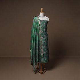 Floral Sanganeri Print Maheshwari Silk Unstitched Dress Material: Kurta, Bottom & Dupatta 10