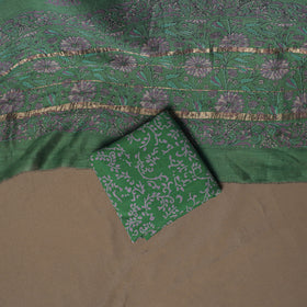 Floral Sanganeri Print Maheshwari Silk Unstitched Dress Material: Kurta, Bottom & Dupatta 10