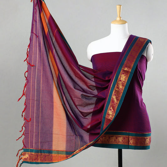 Purple - 3pc Dharwad Cotton Suit Material Set 47