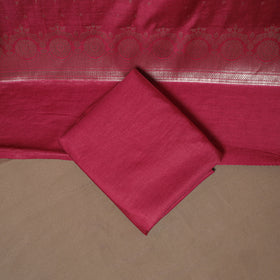 Banarasi silk cotton zari work unstitched dress material: