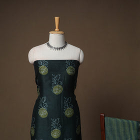 Hand Block Bagru Print Maheshwari Silk Unstitched Dress Material: Kurta, Bottom & Dupatta 13