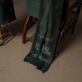 Hand Block Bagru Print Maheshwari Silk Unstitched Dress Material: Kurta, Bottom & Dupatta 13