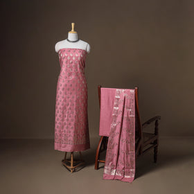 Banarasi Silk Cotton Meena Buti Zari Work Unstitched Dress Material: Kurta, Bottom & Dupatta 21