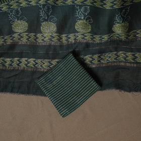 Hand Block Bagru Print Maheshwari Silk Unstitched Dress Material: Kurta, Bottom & Dupatta 13