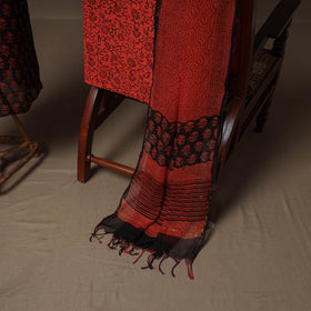 Hand Block Bagru Print Kota Doria Cotton Unstitched Dress Material: Kurta, Bottom & Dupatta 15