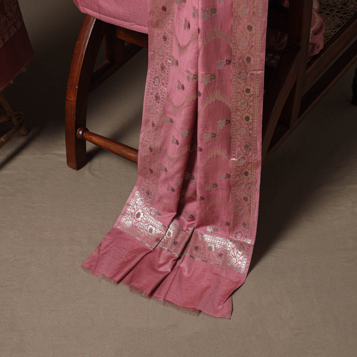 Banarasi Silk Cotton Meena Buti Zari Work Unstitched Dress Material: Kurta, Bottom & Dupatta 23