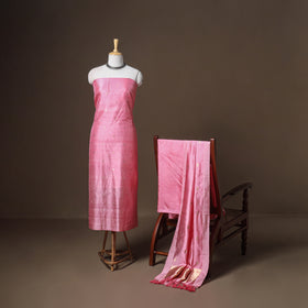 Banarasi Silk Handloom Zari Work Unstitched Dress Material: Kurta, Bottom & Dupatta 24