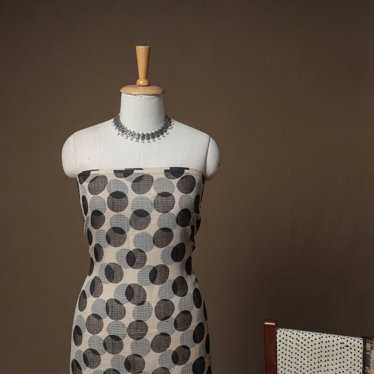 Hand Block Bagru Print Kota Doria Cotton Unstitched Dress Material: Kurta, Bottom & Dupatta 17