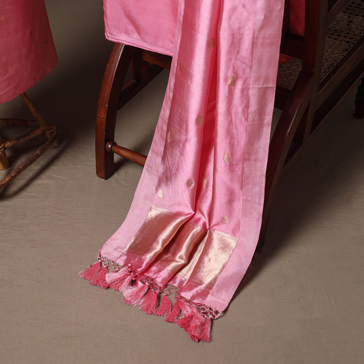 Banarasi Silk Handloom Zari Work Unstitched Dress Material: Kurta, Bottom & Dupatta 24