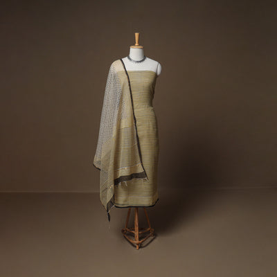Hand Block Bagru Print Kota Doria Cotton Unstitched Dress Material: Kurta, Bottom & Dupatta 18