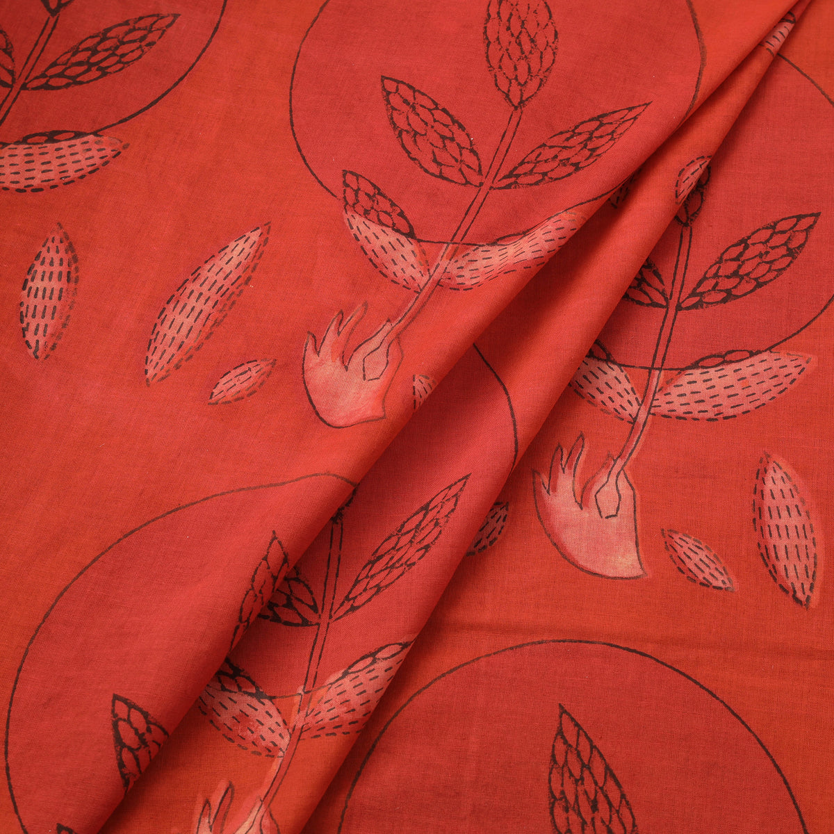 Pomegranate peel hand block print cotton fabric 02