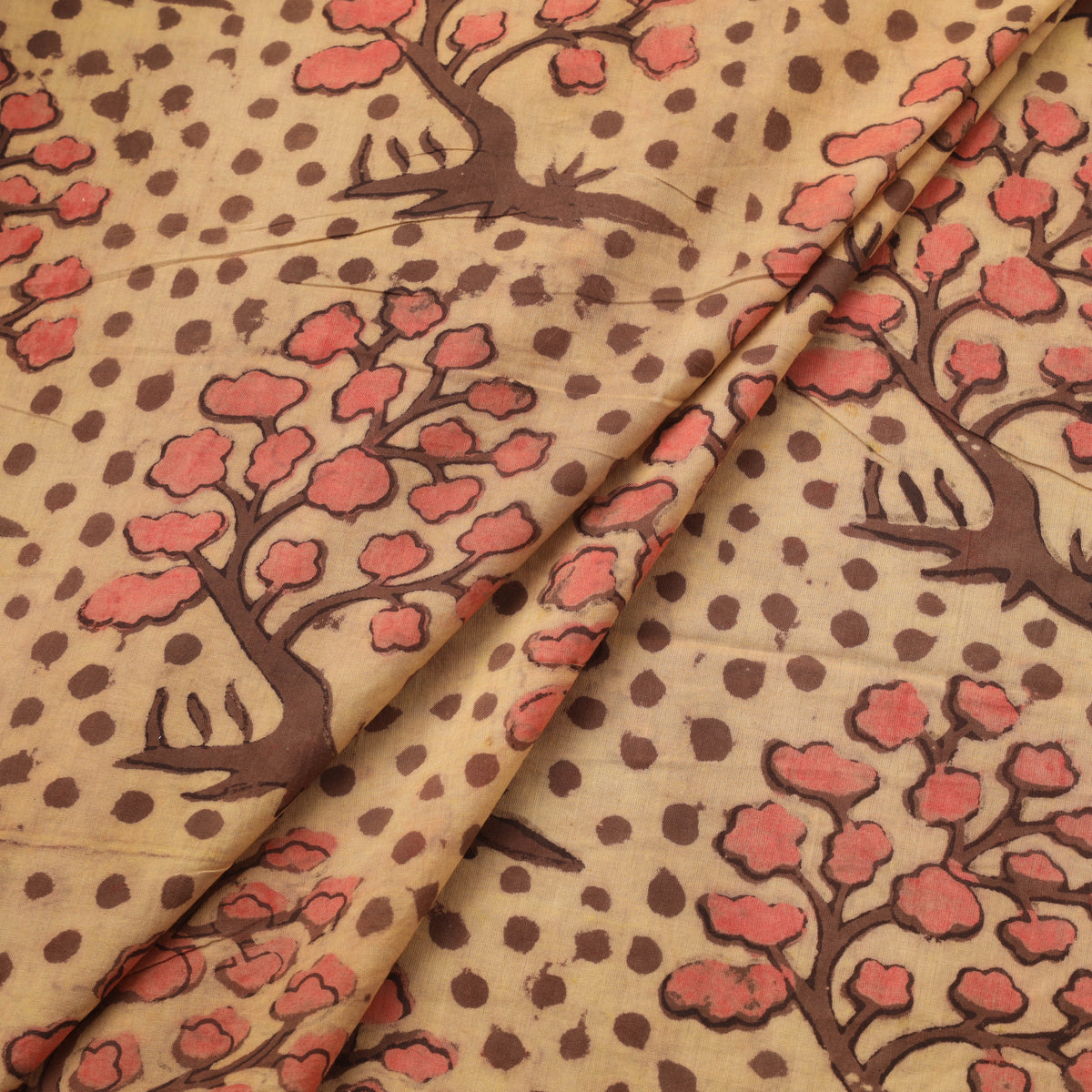 Pomegranate peel hand block print cotton fabric 03