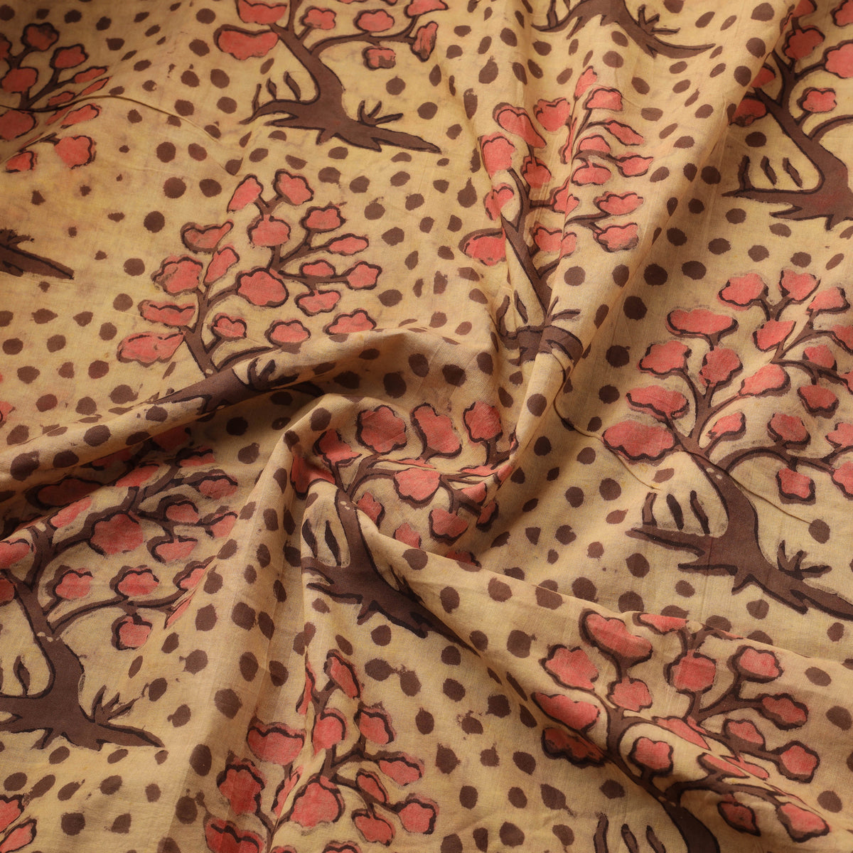 Pomegranate peel hand block print cotton fabric 03