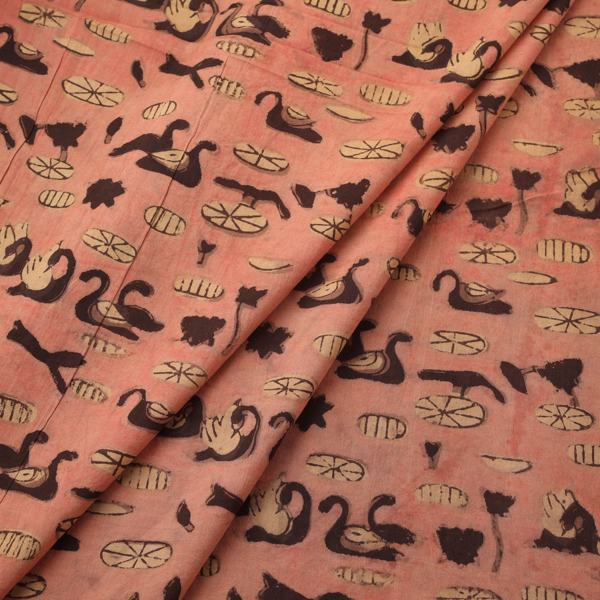 Pomegranate peel hand block print cotton fabric 04