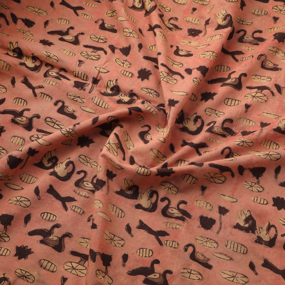Pomegranate peel hand block print cotton fabric 04