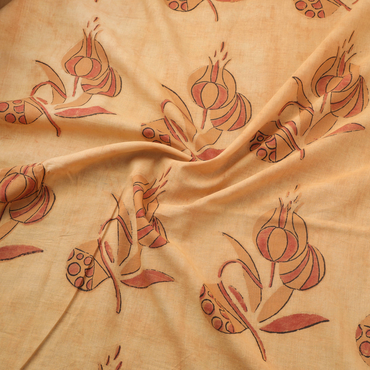 Pomegranate peel hand block print cotton fabric 05