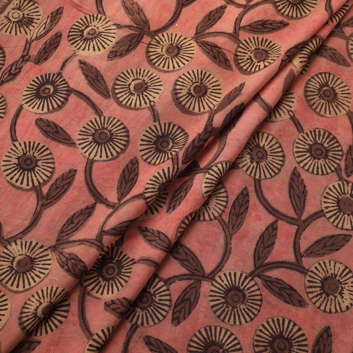 Pomegranate peel hand block print cotton fabric 08