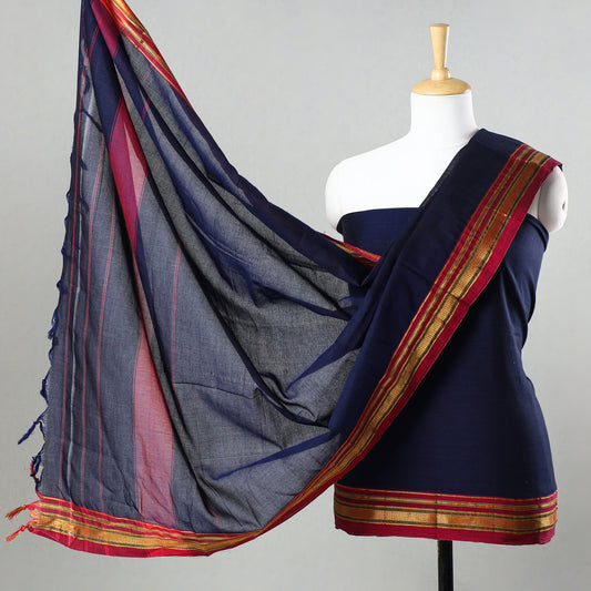 Blue - 3pc Dharwad Cotton Suit Material Set 57