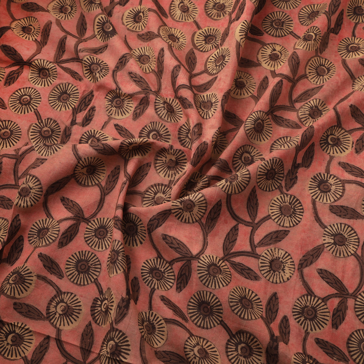 Pomegranate peel hand block print cotton fabric 08