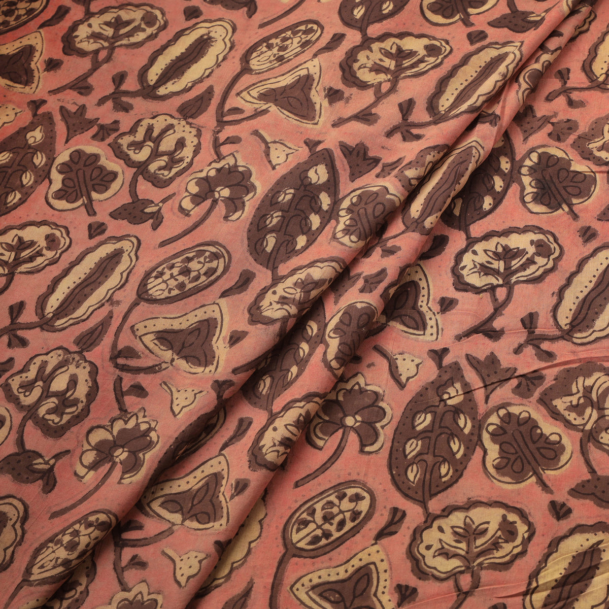 Pomegranate peel hand block print cotton fabric 09