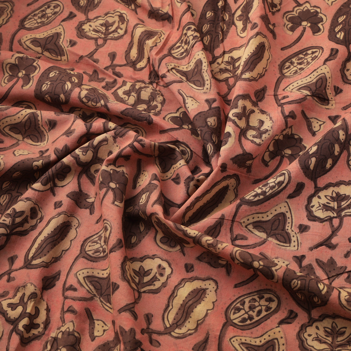 Pomegranate peel hand block print cotton fabric 09