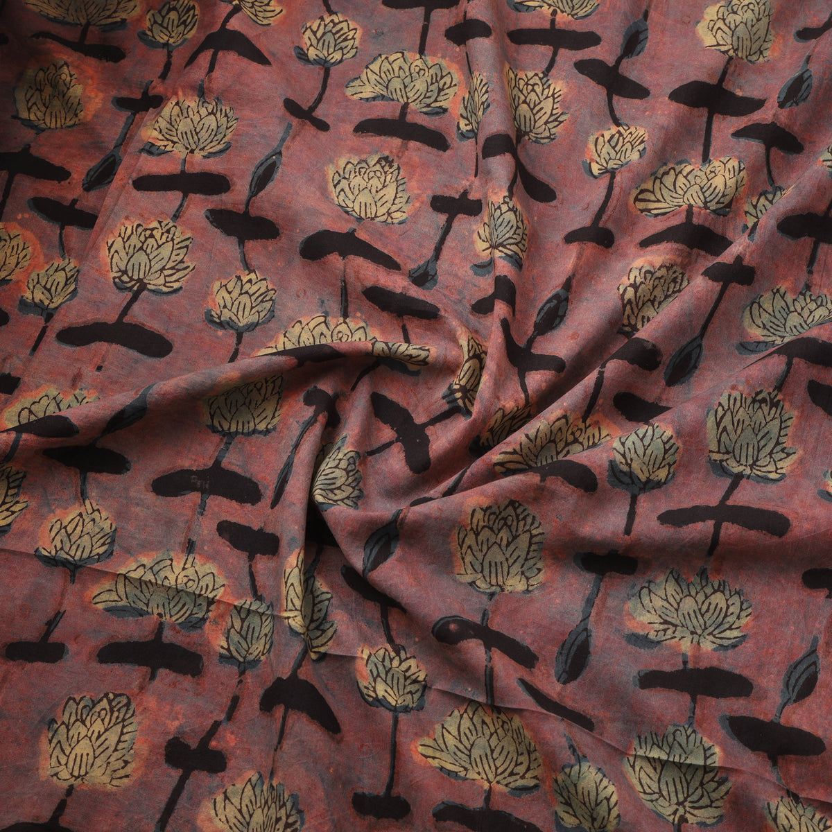 Pomegranate peel hand block print cotton fabric 06