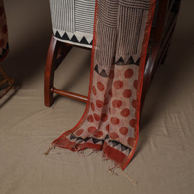 Hand Block Bagru Print Kota Doria Cotton Unstitched Dress Material: Kurta, Bottom & Dupatta 20