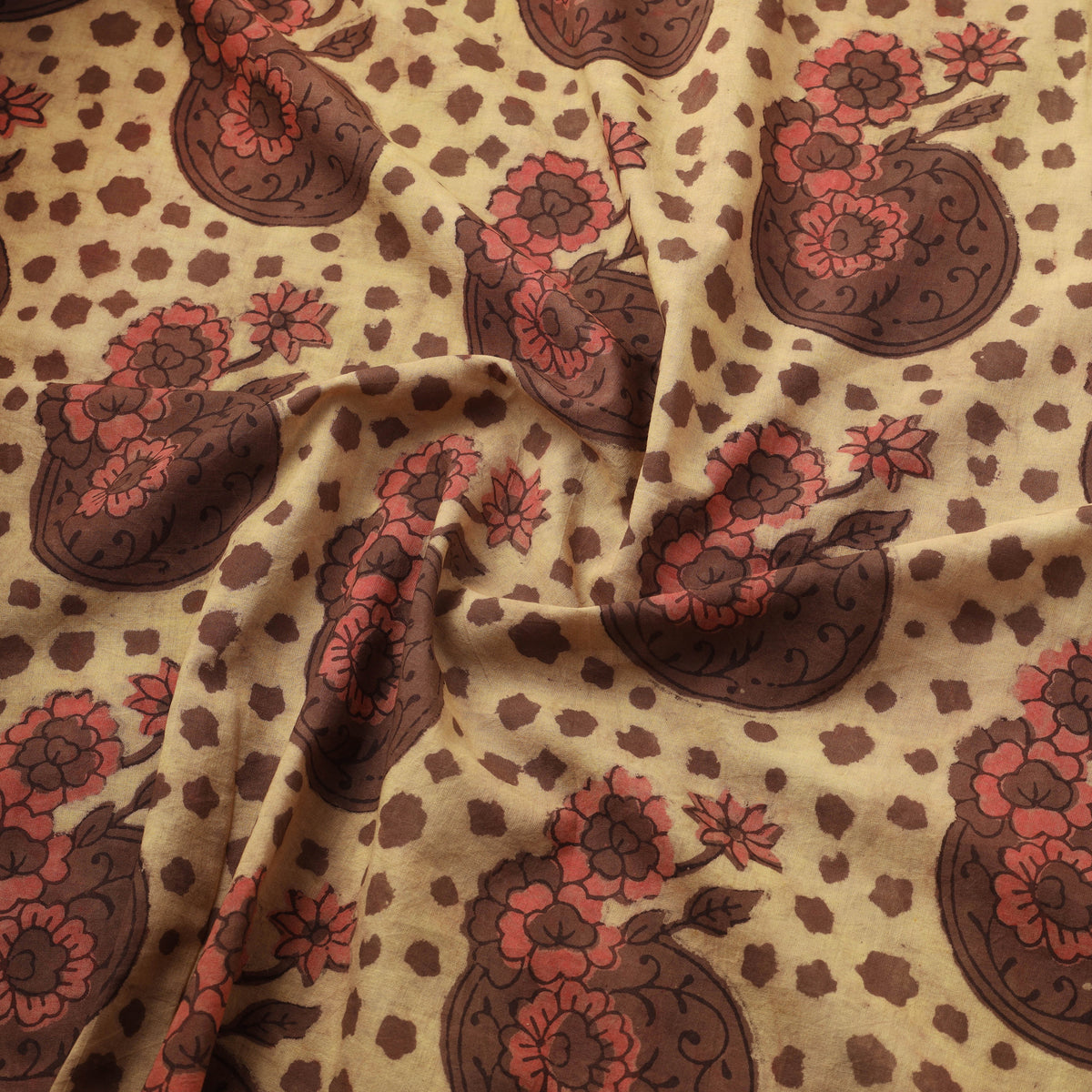 Pomegranate Peel Hand Block Print Cotton Fabric 06