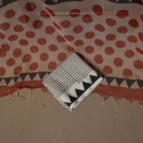 Hand Block Bagru Print Kota Doria Cotton Unstitched Dress Material: Kurta, Bottom & Dupatta 20