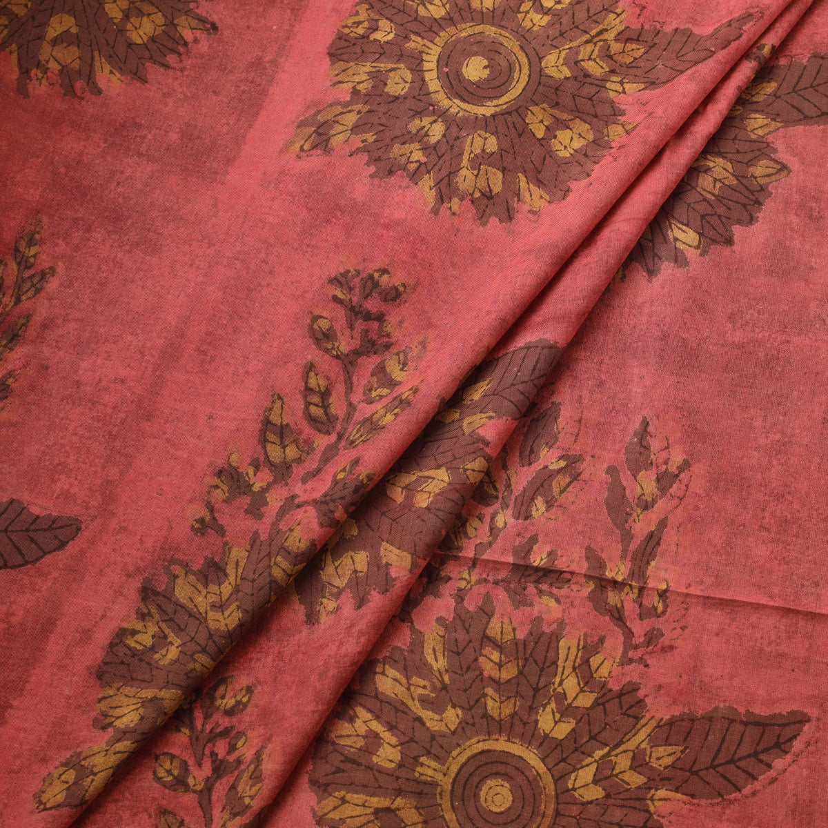 Pomegranate peel hand block print cotton fabric 04
